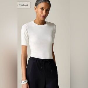 J.Crew Refined rib elbow-sleeve T-shirt in ivory